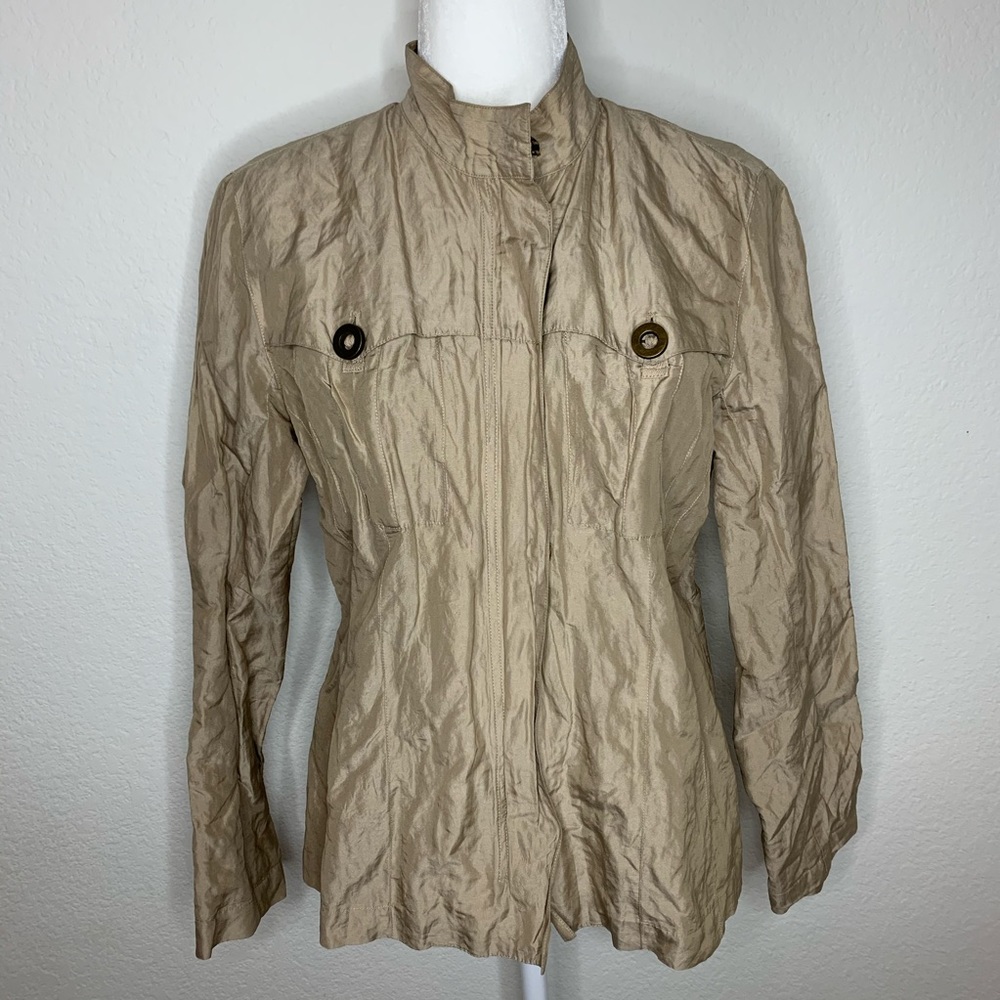 Chico’s Khaki Zip-up Windbreaker Sz 1